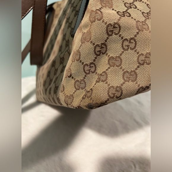 GUCCI Tote Large in Brown Canvas and Leather Materials! Authentic pre-owned - Picture 7 of 16